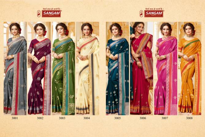 Sangam Indian Latest Fancy Festive Wear Designer Handloom Cotton Saree Collection
